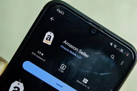 Amazon Seller application on Smartphone screen. Amazon Seller is a freeware 写真素材