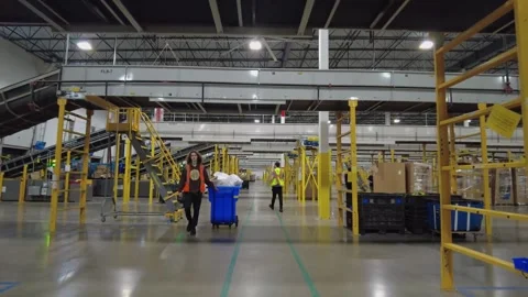 Amazon Sort and Fulfillment Center Stock Footage 253355686