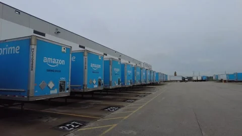 Amazon Sort and Fulfillment Center. trailers in the docks Stock Footage 253355692