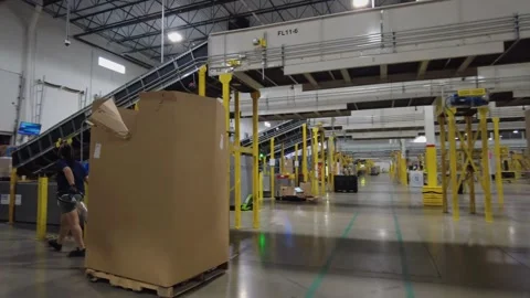 Amazon Sort and Fulfillment Center Stock Footage 253355693