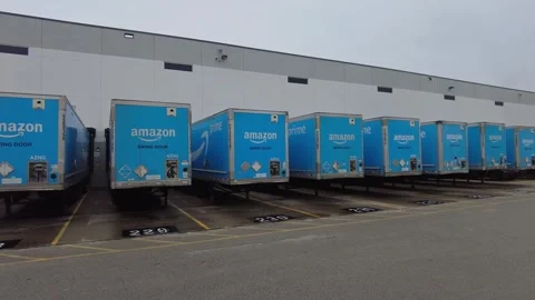 Amazon Sort and Fulfillment Center. trailers in the docks Stock Footage 253355711