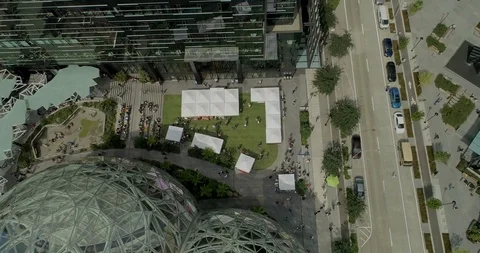 Amazon Spheres Aerial 4K Stock Footage 126238845
