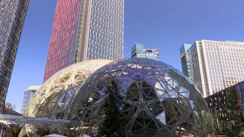 Amazon Spheres, headquarters campus, Seattle, Washington Stock Footage 118077796