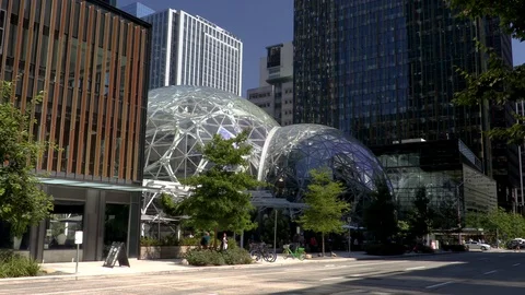 Amazon Spheres, headquarters campus, Seattle, Washington Stock Footage 120211518