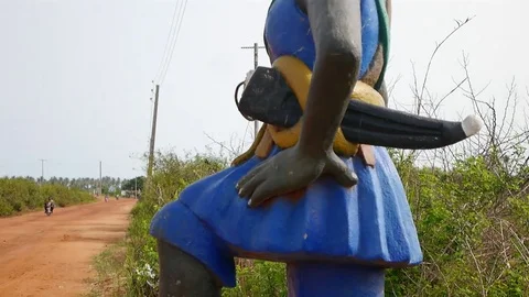 Amazon statue on Ouidah's slave's track Stock Footage 81118888