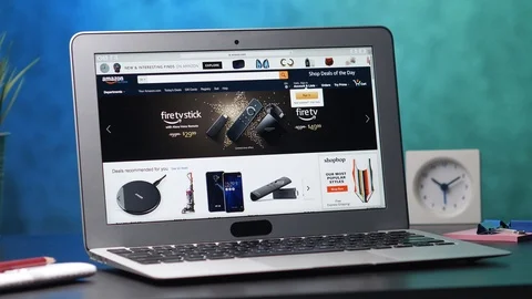 Amazon Store Main Page on a Laptop Computer Stock-Footage 106413729