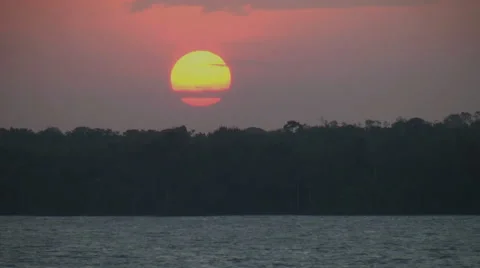 Amazon sunset from moving ship Video stock 40983027
