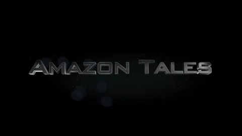 Amazon Tales title metal text on black alpha channel background Video stock 295820903