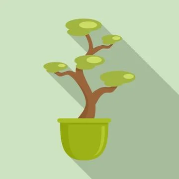Amazon tree pot icon, flat style Stock Illustration