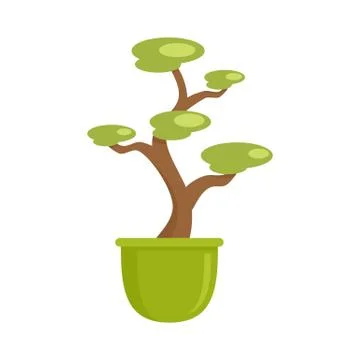 Amazon tree pot icon, flat style Stock Illustration