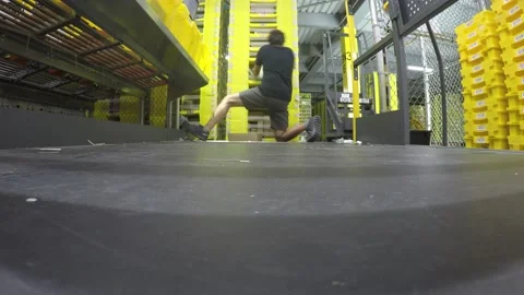 Amazon Warehouse Worker Timelapse: Robotics Stock Footage 158251805