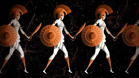 Amazon warrior army marching through an ancient landscape Stock Footage 342367468