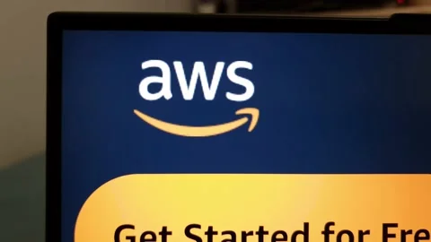 Amazon Web Services AWS website displayed on laptop computer Stock Footage 236938230