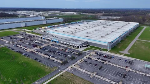 Amazon Web Services data center building facilitating global logistics in Stock Footage 337271160