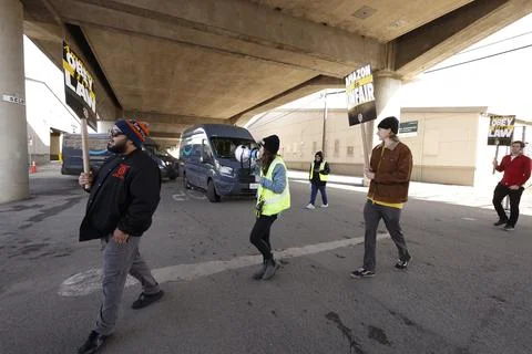 Amazon workers strike led by the Teamsters union at major U.S. hubs, San Francis Stock Photos