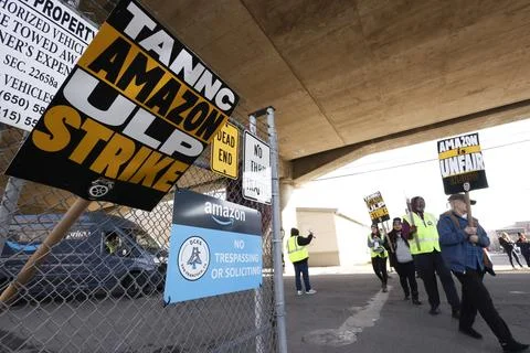 Amazon workers strike led by the Teamsters union at major U.S. hubs, San Francis Stock Photos