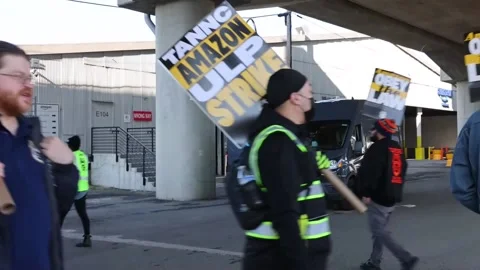 Amazon workers strike in U.S. over union recognition, USA, US - 20 Dec 2024 Stock Footage 295973251