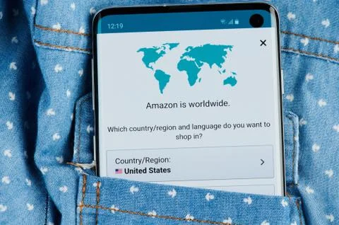 Amazon worldwide application on smartphone Stock Photos