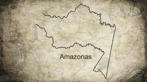 Amazonas Columbia map drawn on a cartography background sheet of paper Stock Footage 329412687