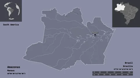 Amazonas location. Brazil. Administrative map Stock Footage 134932969