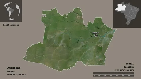 Amazonas location. Brazil. Satellite map Stock Footage 134933077