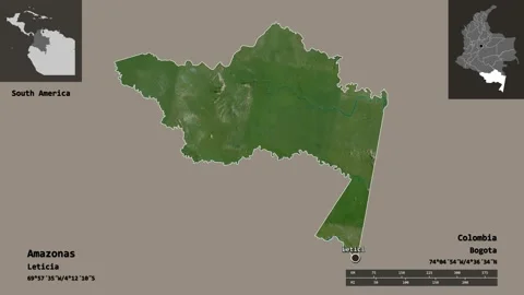 Amazonas location. Colombia. Satellite map Stock Footage 135274390
