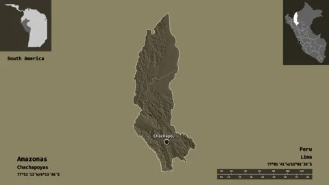 Amazonas location. Peru. Administrative map Stock Footage 135508039
