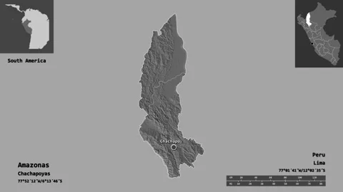 Amazonas location. Peru. Bilevel map Stock Footage 135507981