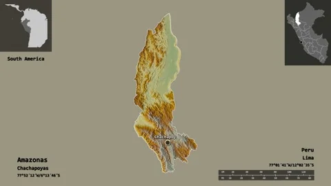 Amazonas location. Peru. Relief map Stock Footage 135507932