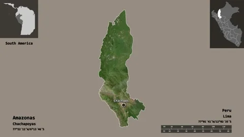Amazonas location. Peru. Satellite map Stock Footage 135507747