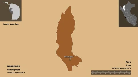 Amazonas location. Peru. Solid patterned map Stock Footage 135507873