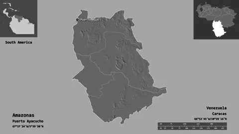 Amazonas location. Venezuela. Bilevel map Stock Footage 135877783