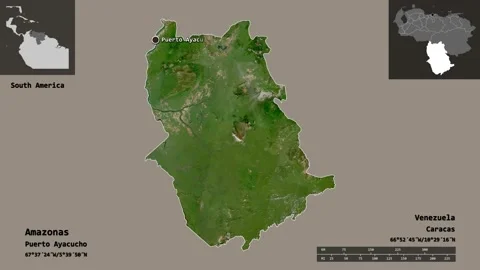 Amazonas location. Venezuela. Satellite map Stock Footage 135877923