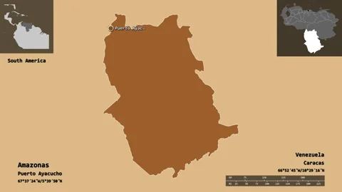 Amazonas location. Venezuela. Solid patterned map Stock Footage 135877857