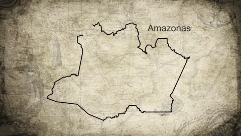 Amazonas map drawn on a cartography background sheet of paper Stock Footage 315435772