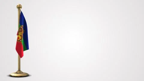 Amazonas State realistic 3D flag illustration on golden flagpole. Stock Illustration