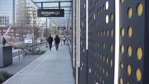 AmazonGo beta storefront pan Stock Footage 70563750