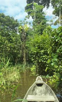 Amazonia and canoa Stock Photos