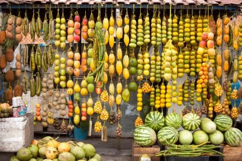 Amazonic traditional fruits on road shop Stock Photos
