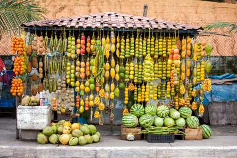 Amazonic traditional fruits on road shop Stock Photos