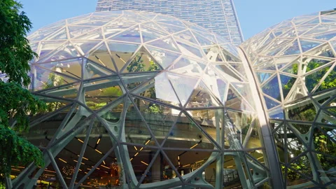Amazon’s headquarters in Seattle, Washington, showcasing the modern tech Stock Footage 327440761