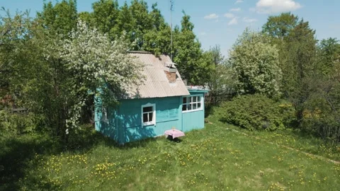 Amba River Valley Birch Forest Drone Panorama Siberia Video stock 337148039