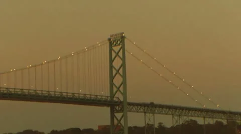 Ambassador Bridge Pan Scene (HD) Stock Footage 11398545