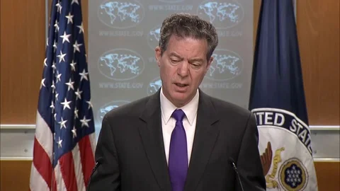 Ambassador Brownback communicate with press on Religious Freedom Report - 2018 Stock Footage 106005743