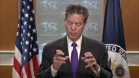 Ambassador Brownback communicate with press on Religious Freedom Report - 2018 Stock Footage 106005748