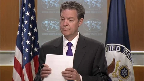 Ambassador Sam Brownback attends Press Briefing, United States - 2018 Stock Footage 106005536