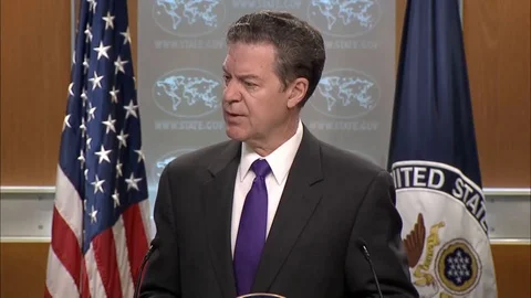 Ambassador Sam Brownback attends Press Briefing, United States - 2018 Stock Footage 106005538