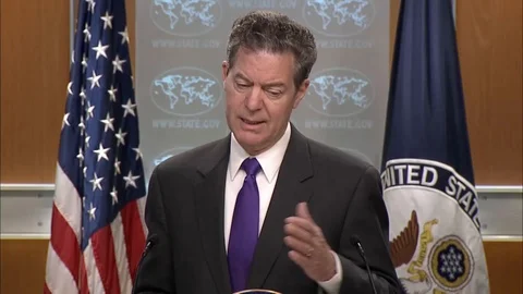 Ambassador Sam Brownback attends Press Briefing, United States - 2018 Stock Footage 106005572