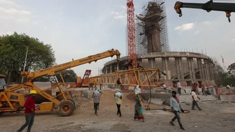 Ambedkar Statue Construction 스톡 동영상 237368439