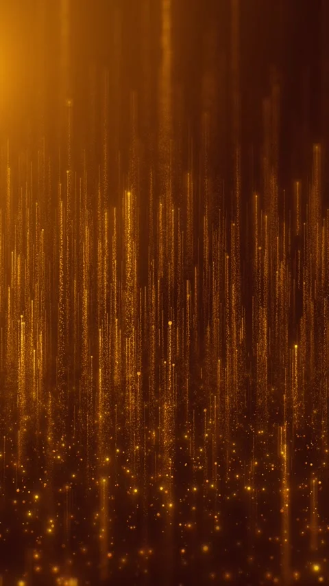 Amber abstract background falling streaks, glowing data particles, and cinematic Stock Footage 340402057